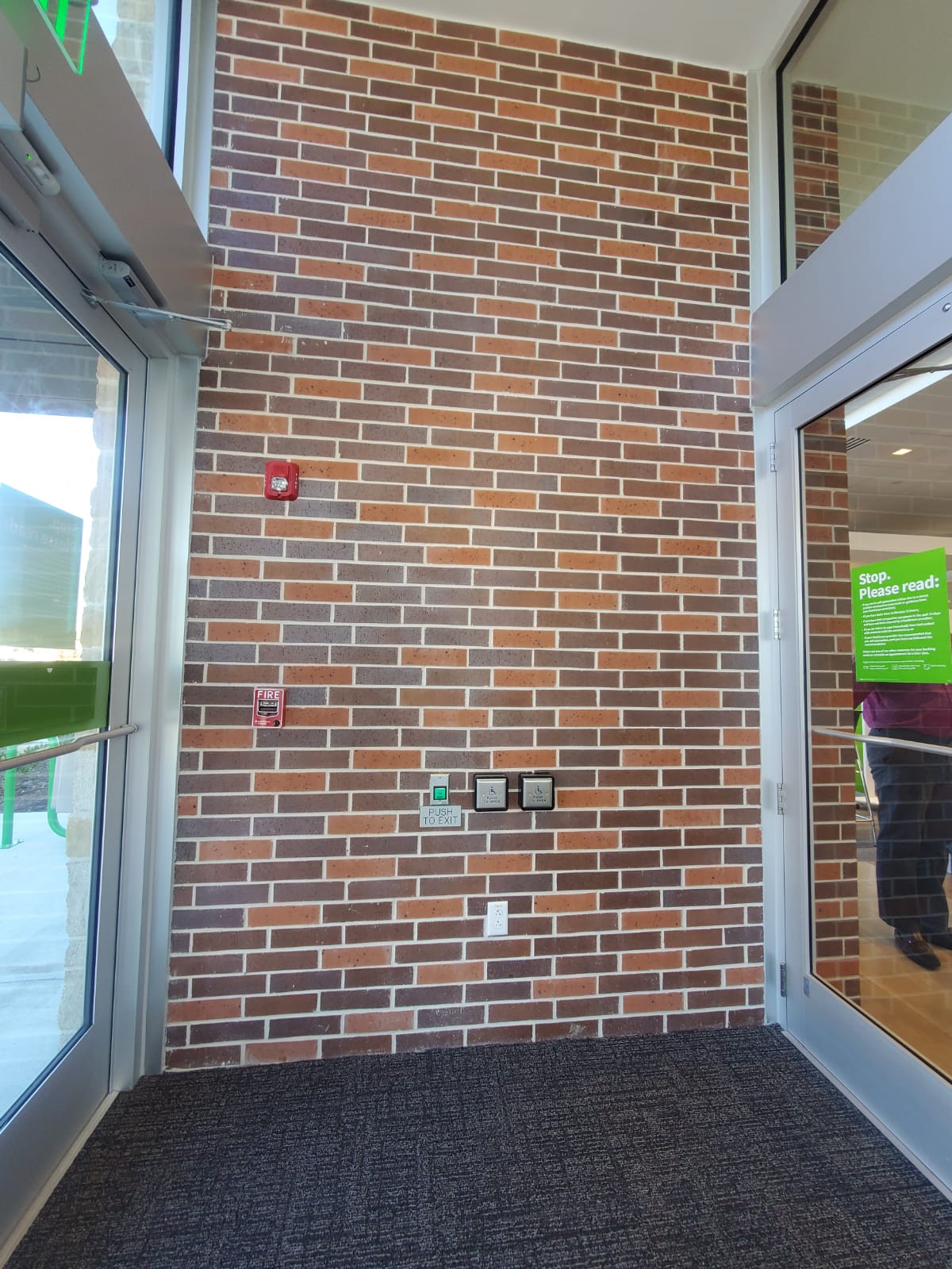 Brick veneer detail on a Texas commercial building